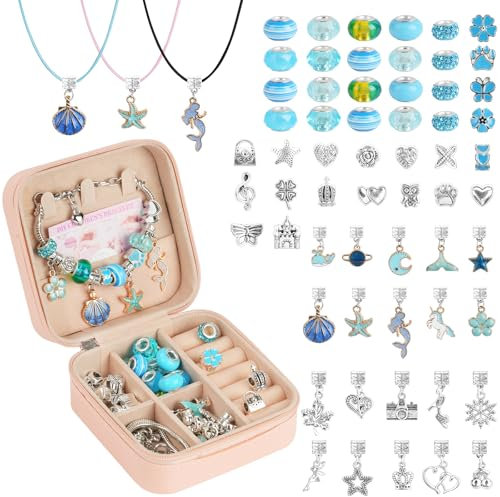 AUAUY Geschenke für Mädchen, Armbänder Selber Machen Bastelset Kinder ab 6 Jahre, Adventskalender Füllung Weihnachtsgeschenke für Kinder Nikolaus Geschenk Mädchen 4 5 6 7 8 9 10 11 12 Jahre-Blau