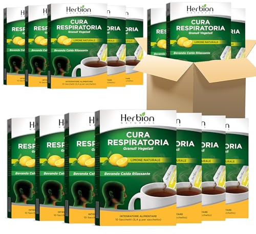 Herbion Naturals Granuli a base di erbe con aroma naturale di limone-10 bustine. (24 unità, ciascuna contenente 10 bustine)