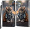 Handyhülle für Samsung Galaxy A34 5G Hülle, Magnetische Flip Stoßfeste Schutzhülle mit Standfunktion Kartenfächern Klapphülle Handytasche Katze