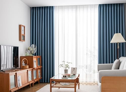 Lirzxin Verdunkelungsvorhang mit Ösen 160 cm Lang, Gardinen Lichtdicht Hellblau Unifarbe Vorhänge für Schlafzimmer Wohnzimmer Kinderzimmer 137x160 cm(B×H), 2er Set