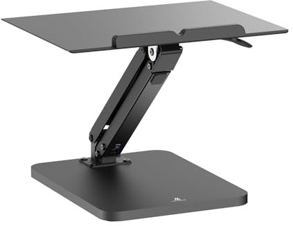 Maclean Support de Bureau pour Moniteur ou Ordinateur Portable, vérin à gaz, pour se Tenir Debout ou Assis, Noir, MC-493