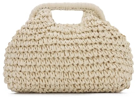 SUKUTU Pochette en Paille Sac de Plage d'été pour les Femmes en Raphia tissé osier et rotin