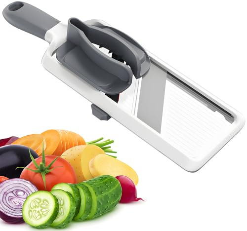 Miawtro Mandoline Vegetable Slicer,3-Level Thickness Food Slicer with Hand-Protecting Food Clip,Cabbage Shredder with Wear-Resistant and Non-Slip Bottom for Vegetables,Fruits,Cheese,Salad