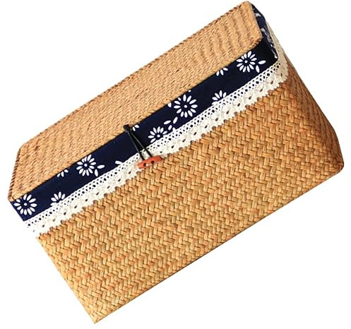 Cabilock Aufbewahrungskiste Haushaltskorb Gewebte Aufbewahrungskörbe aus Korbgeflecht Korb mit Deckel Weberei Aufbewahrungsbox aus Stoff Küchenkorb Aufbewahrungskorb zum Basteln Seetang