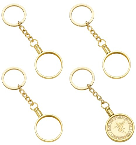 FINGERINSPIRE 4Pz Chiusure Portachiavi in Lega con Anello Portachiavi, 27mm Anelli Rotondi Portachiavi Porta Monete in Lega per Monete Decorazioni Pendenti Porta Monete Chiusura per Zaino