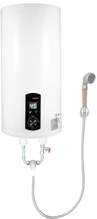 Warmwasserspeicher Boiler, 35L/50L/60L/80L Warmwasserboiler mit Wasserhahn und Handbrause, 2000W IPX4 Energiesparend Warmwasserbereiter, Max. 75°C, Wandmontierter, G1/2-Stecker (Weiß, 50L)