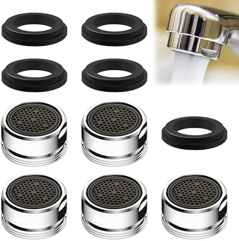5 Pack M24 Tap Aerators, Tap Filter Nozzle with Gasket, Quick Fit, Water-Saving Kitchen Tap Aerator for UK Taps, Faucet Filter Replacement Insert for Kitchen & Bathroom Mixer Tap(24MM)