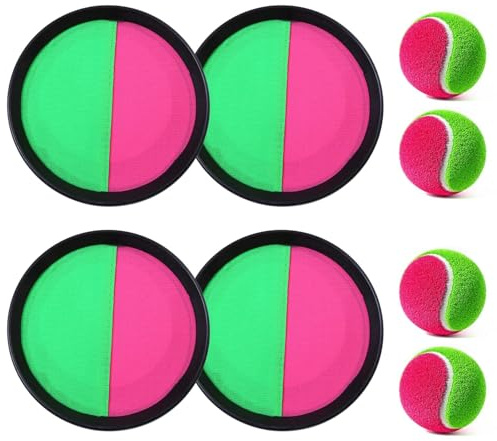 CREJOHY Toss and Catch Ball Set Ball and Catch Game Ball and Catch game Outdoor Toys for Kids Age 3-8 Outdoor Games for Kids 4 5 6 7 8 Year Old Boys Girls OutdoorBeach,Garden Game Age 6+ (4pc)