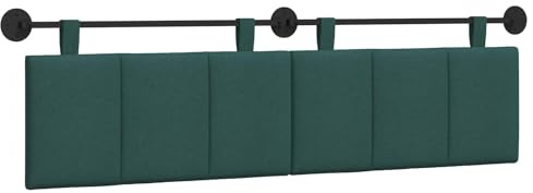 vidaXL Hängendes Kopfteil Dunkelgrün Stoff, Wanddeko fürs Schlafzimmer: modernes hängendes Kopfteil, gepolsterte platzsparende Platte, verstellbares minimalistisches Design