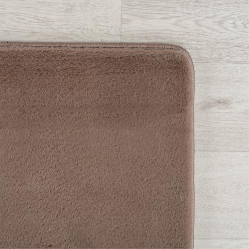 KADIMA DESIGN Schlafzimmerteppich Unifarben Elegant Pflegeleicht Modern Waschbar Strapazierfähig Langlebig Rund Mokka 80x80 cm Schlafzimmer rutschfest Oeko-TEX | ISAR