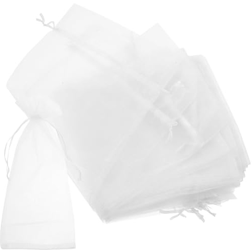 Angoily Sheer Mesh Wine Pouches Mesh Jewelry Bags with Drawstring Design 30pcs Wine Carrier Bag and Portable for Graduation Party Wedding