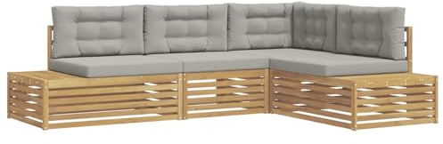vidaXL 4 Stück Outdoor-Sofagarnitur Polyester Weiß, Garten-Sofa, modernes Außen-Set, langlebige Terrasse, gemütliche Sitzmöbel, perfekte Lounge
