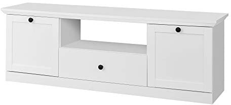 trendteam smart living - Baxter - TV-Schrank - Weiß - TV-Unterteil 2 Türen, 1 Schublade mit Vollauszug-Funktion und 1 offenem Fach - (BxHxT) 139 x 49 x 41 cm - Landhausstil - Kratzfest