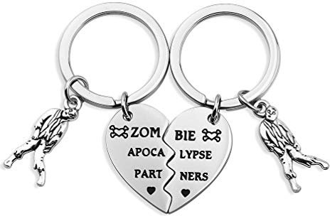 bobauna Zombie Apocalypse Partners Broken Heart Schlüsselanhänger Set von 2 Geschenk für beste Freunde Paare, Zombie Apocalypse Partners, 3.4cm * 3.2 cm