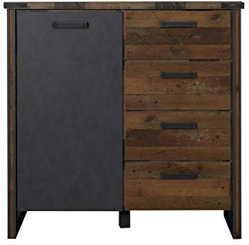 trendteam smart living - Prime - Kommode - Grau Matt/Alteiche - Wohnzimmerschrank in rustikaler Optik - (BxHxT) 119 x 110 x 42 cm - Sideboard mit antikfarbenen Griffen