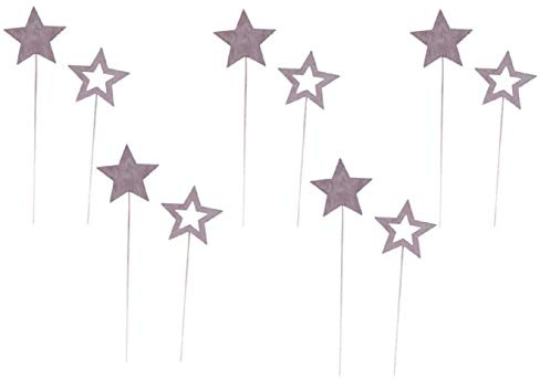 ETC weihnachtlicher Kleiner Dekostecker Blumenstecker Bastelstecker Pick Stern am Stab Dekostern aus durchgefärbtem Holz (20, Altrosa)
