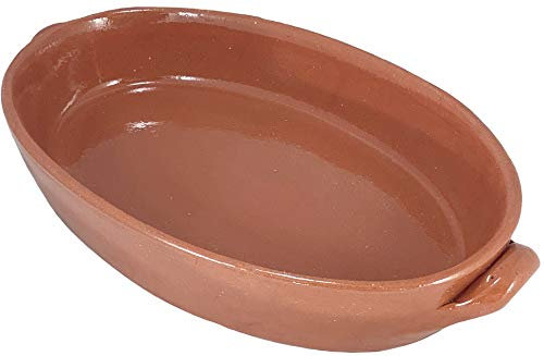 Cazuela besuguera tartera olla ovalada alta en barro esmaltado (nº 37-36 x 23 x 6,5 cms)