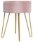 Multigot Round Velvet Ottoman, Upholstered Pouffe Stool with Metal Legs, Lightweight Dressing Table Seat for Bedroom, Living room and Makeup Area (Pink-Without Internal Storage)