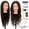 Frisierkopf,Neverland Übungskopf 71cm 80% Echthaar,Frisieren Trainingsköpfe für Friseure Ausbildung Kopf Mit Halter + DIY Haare Set(Braun)