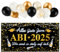 90x180cm Banner ABI 2025 Schwarz Gold Deko Banner Polyester und 12 Pcs Luftballons (12 Zoll) Graduation Deko für Abi Abschlussfeiern Abitur Abschlussparty Hintergrund Prüfung Bestanden Geschenke usw.