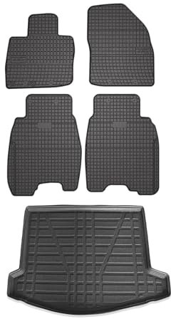 OMAC Fußmatten & Kofferraumwanne Set kompatibel mit Honda Civic Schrägheck 2005-2012 Gummi 5X
