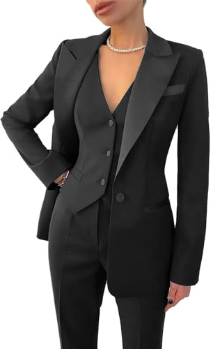 Leader of the Beauty, Abito elegante da donna, composto da 3 pezzi (giacca, gilet, pantaloni), adatto per ufficio, lavoro, affari, ballo della scuola, feste