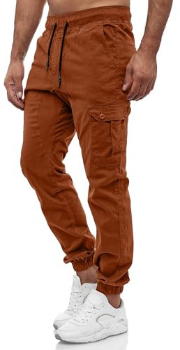 Tazzio Herren Cargohose 16610 – Cargo Jogger Chino Hose Regular Fit mit Stretch Baumwollmischung – Freizeit Jeanshose Camel, XS