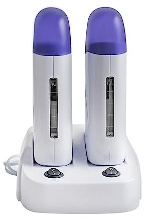 NUZAMAS Wax Hair Removal Roller Portable Cartridge Wax Depilatory Roller Warmer Heater Waxing Body Hair Removal Machine(Double Base)