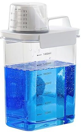 DAKLUNAR Luftdichter Waschmittelspender Mit Messbecher, Waschpulver Dosierer, Waschmittel Waschpulver Aufbewahrungsbox, Wiederverwendbar Leere Flaschen Waschpulver, Waschmittel Aufbewahrung (1800ML)