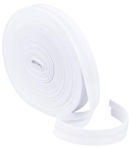 BENECREAT 20 m Einfach Gefaltetes Schrägband, 14 mm Breites Weißes Schrägband, Saumband Zum Nähen von Kleidungsstücken, Nähen, Rohrleitungen, Quilten