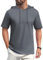 EKLENTSON Mens Short Sleeve Hoodies Lightweight Muscle Fit Training T Shirts Workout Training Athletic Top Dark Grey,S
