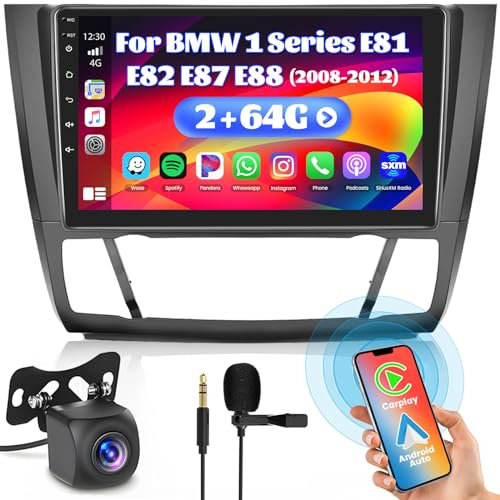 Inefala 2 + 64G Android 15 CarPlay Radio für BMW 1er E81 E82 E87 E88 2008-2012, 9 Zoll Touchscreen mit Wireless CarPlay und Android Auto, Unterstützung Navi GPS Link Spiegel RDS AHD Wi-Fi DSP