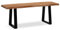 FineBuy Garderobenbank 120x40x45,5 cm Akazie Massivholz/Metall mit Baumkante, Sitzbank Flur Holzbank Massiv ohne Lehne, Flurbank Modern, Dielenbank Eingangsbereich Klein Trapezbeine Schwarz