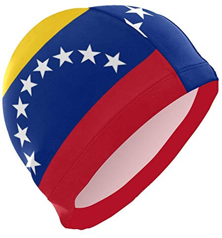 Bonnet de bain motif drapeau du Venezuela en Lycra 3D Design ergonomique