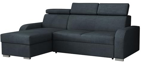 Mirjan24 Elegante Ecksofa Apollo mit Bettkasten und Schlaffunktion, Modernes Eckcouch mit verstellbare Kopfstützen, Polsterecke (Crown 15)