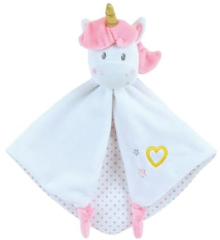 BARBACADO Licorne 32cm, Doudou bébé, Cadeau bébé, Doudou Blanc Rose.