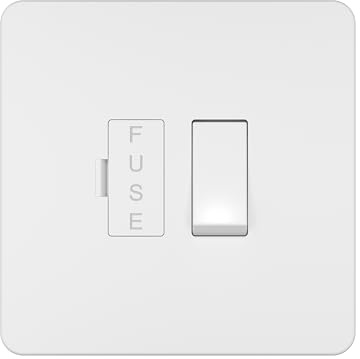 LIDER 1-Gang 13A Switched Fused Connection Unit, Glossy Finish, White | Double-Pole Isolation Switch, Screwless Plastic Faceplate, UKCA Certified, Heavy-Duty Appliance Control