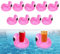 Lot de 9 porte-boissons gonflables en forme de flamant rose pour piscine, mini support de bière flottant, porte-boisson pour fête de plage, fête hawaïenne, piscine, plage