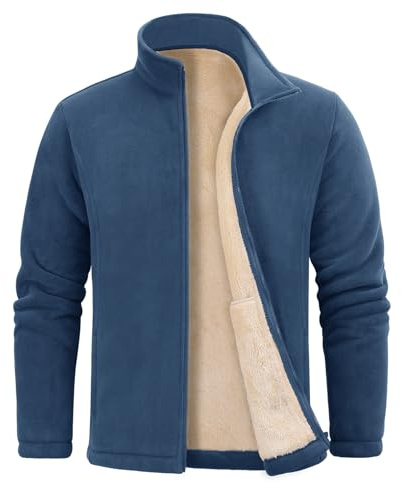 FemiChic Fleecejacke Herren Dicke Strickjacke Gefüttert Jacke Winter Feecepullover Strickjacken Outdoor Jacken Fleecejacken Mens Jacket Warm Sweatshirt mit Zip Wandern