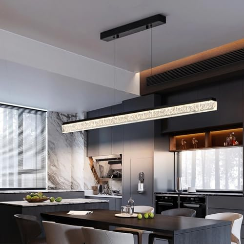 Bellastein LED Pendelleuchte Esszimmer Dimmbar Moderne Hängelampe Esstisch Linear design hängeleuchte mit Fernbedienung Pendellampe Höhenverstellbar für Kücheninsel Esstischlampe Büro Lampen (L120cm)