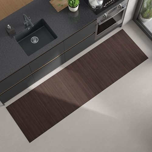 DE-COmmerce Bambus Küchenläufer Flow Mocha Maß ca. 60 x 200 cm pflegeleicht Küchenteppich Bambusteppich Teppich ohne Bordüre rutschhemmend