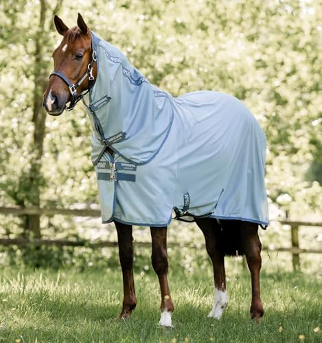 Horseware Irland Amigo Bug Rug Plus Fliegendecke mit abnehmbarem Nackenbezug, Heideblau/Silber 78