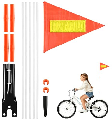 Fahrradwimpel Verstellbar Langlebig, Fahne für Fahrradanhänger | Glasfiberstange, bruchfest, höhenverstellbar 30-150cm, Fahrradanhänger Fahne