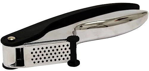 Starfrit 092060-006-0000 Garlic Press with Scraper, Stainless Steel, Black