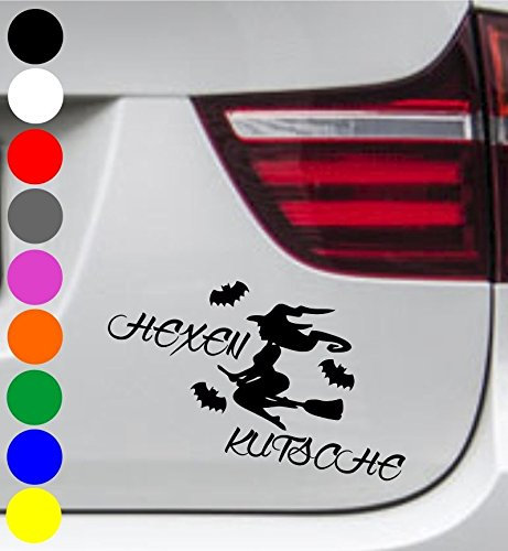 wDesigns 2er Set Autoaufkleber Hexe HEXENKUTSCHE Fledermaus Tuning Aufkleber Sticker