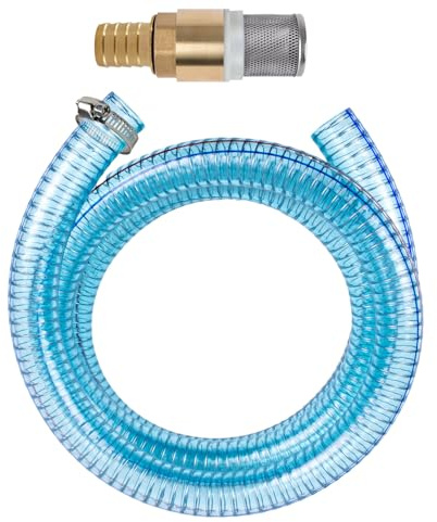 Dieselpumpe Schlauch, Sauggarnitur, Saugset 20mm für Dieselpumpen mit Rückschlagventil aus Messing, Spiralverstärkter Schlauch, 10m für Heizölpumpe Ölpumpe Kraftstoffpumpe Tankstelle, Umfüllpumpe