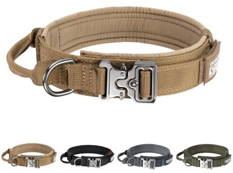 EXCELLENT ELITE SPANKER Taktisches Hundehalsband Nylon Verstellbares Trainingshalsband Heavy Duty Metallschnalle mit Kontrollgriff für mittlere und große Hunde mit Patches(COB-L)