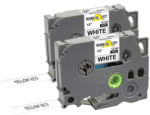 Yellow Yeti 2 Schriftbander TZe-231 TZ-231 schwarz auf weiß 12mm x 8m Etikettenbänd kompatibel für P-Touch PT-1000 PT-H100 PT-D210VP PT-D400 PT-D600VP PT-P700 PT-P750W CUBE Etikettendrucker