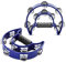 Flexzion Tamburin, Handtrommel - 2er-Pack, 25cm Schellenkranz mit Handgriff, Musik Schlaginstrument, zweireihig Schellenring in Halbmond-Form Rahmen, mit 20 Paar Metall Schellen, Blau