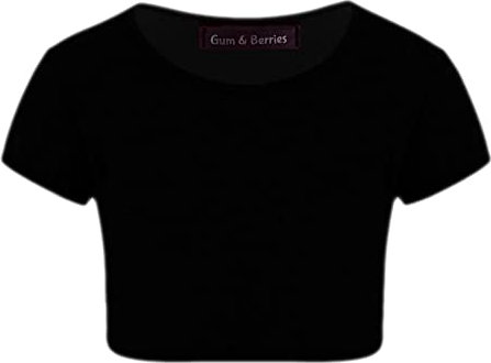 Kids Girls Neon Fluorescent Plain Short Sleeve Crop Tops T-Shirt Tee Top Dance Wear Gymnastic Fancy Dress Colour: Black - Size: 9-10 Years